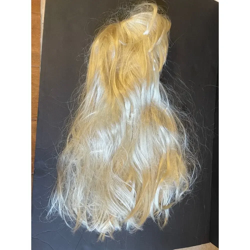 Spirit Halloween Long Blonde Wig Synthetic Hair Straight with Bangs New Cosplay